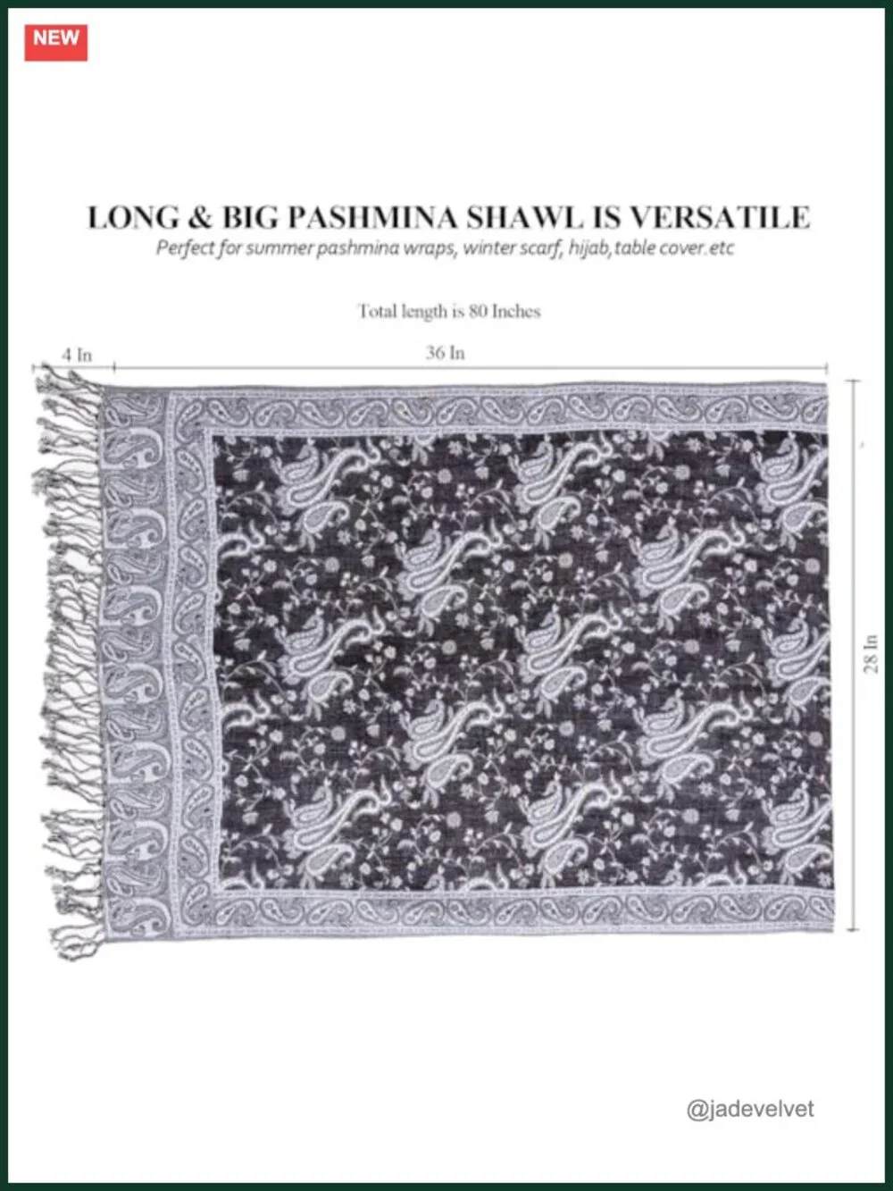 Pashmina Feel Reversible Wrap Scarf for Women Men